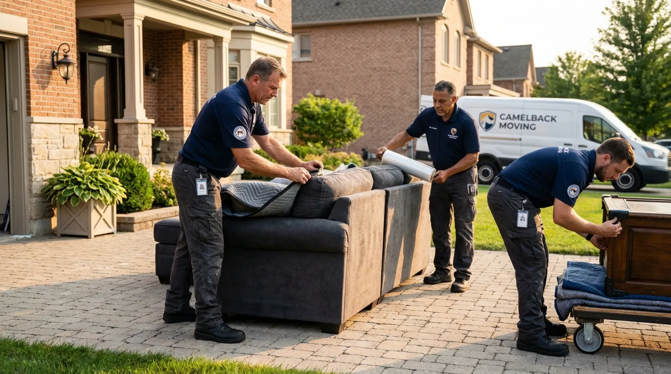 Large estate moving crew wrapping furniture in Bessemer City, NC