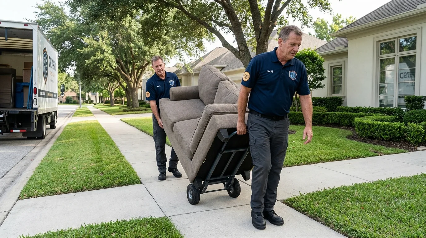 Local residential moving crew loading furniture in Bessemer City, NC