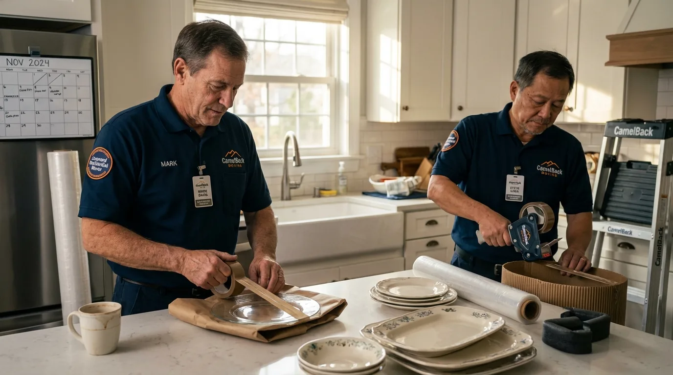 Professional crew packing kitchen dishware in Bessemer City, NC